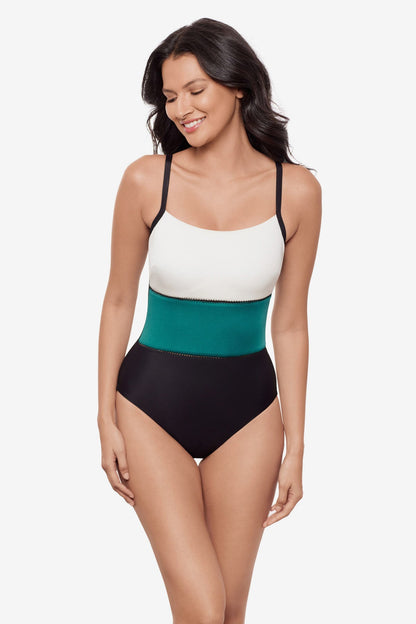 Miraclesuit Blue/Black Trifecta One Piece in Spectra