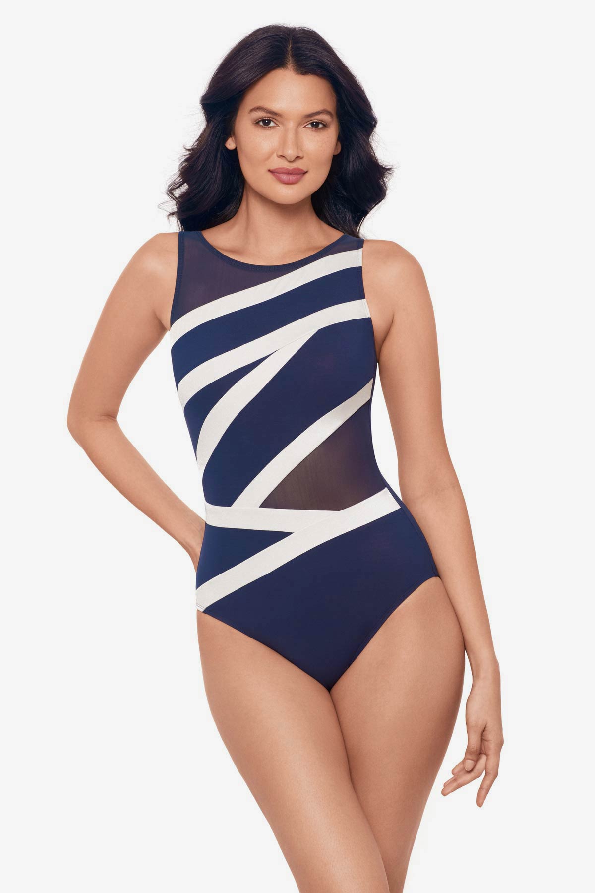 Miraclesuit Midnight/White Spectra Somerpoint One Piece Swimsuit