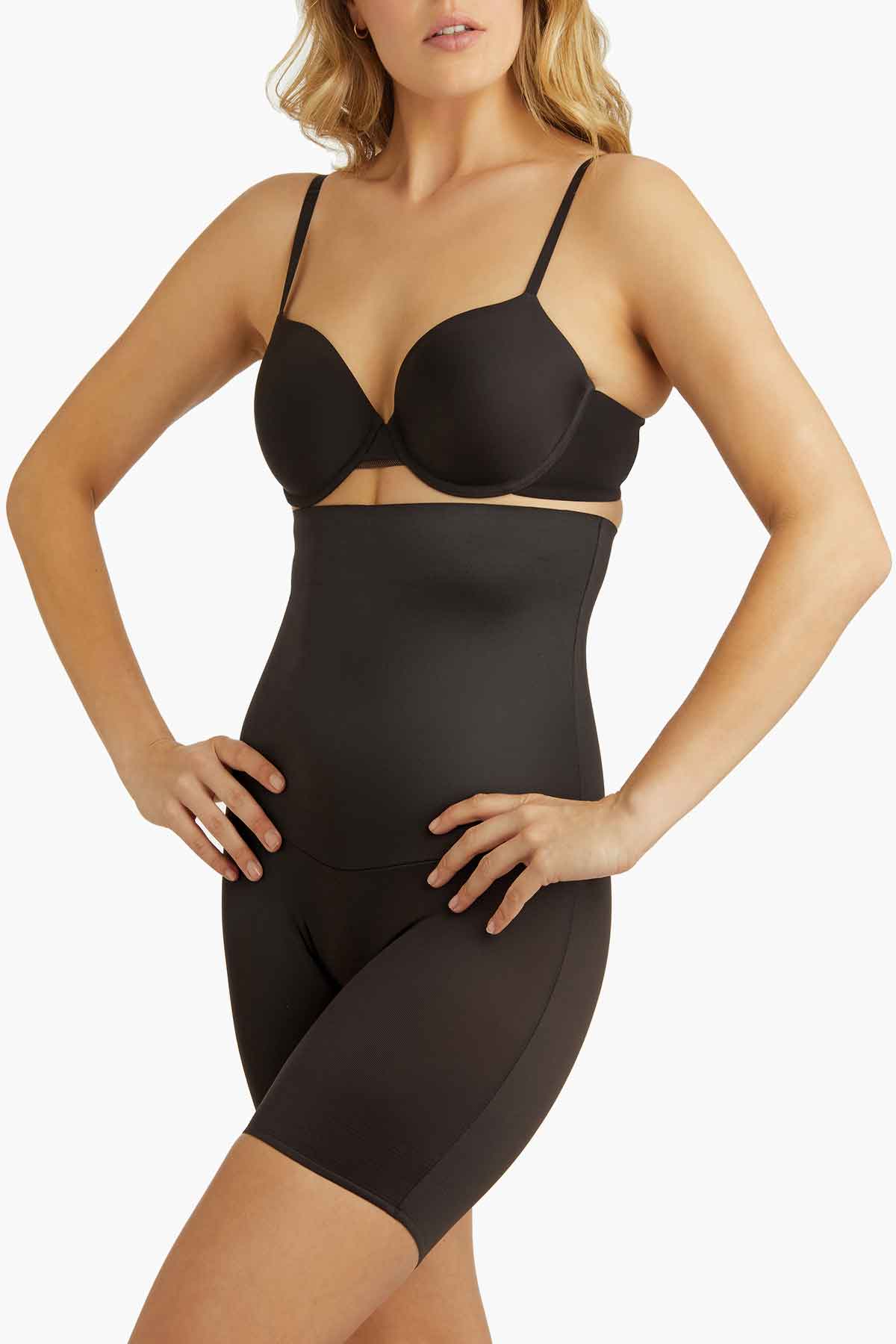 Miraclesuit Black Comfy Curves Hi-Waist Long Leg Thigh Slimmer Shapewear