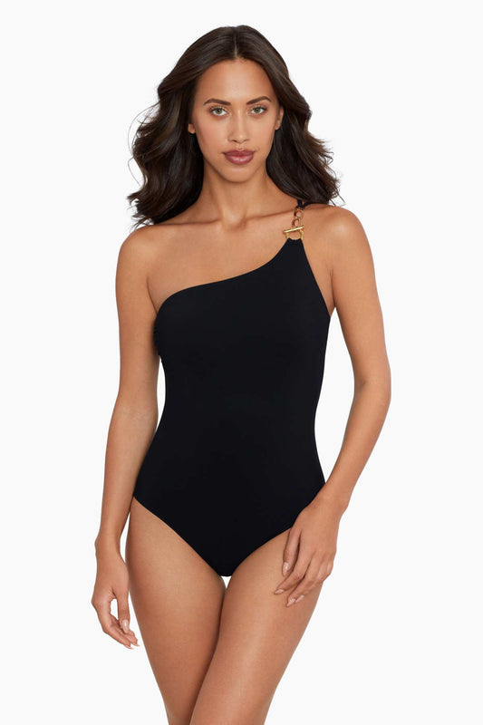 Miraclesuit Black Amoressa Elle Dorado 14K One Piece Swimsuit