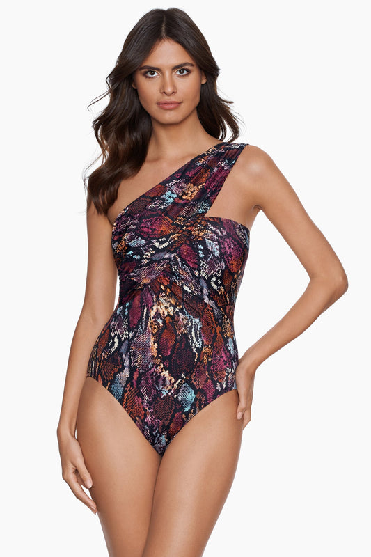 Miraclesuit Black/Brown Tummy Control Swimwear - Magicsuit Queen Cobra Goddess One Piece