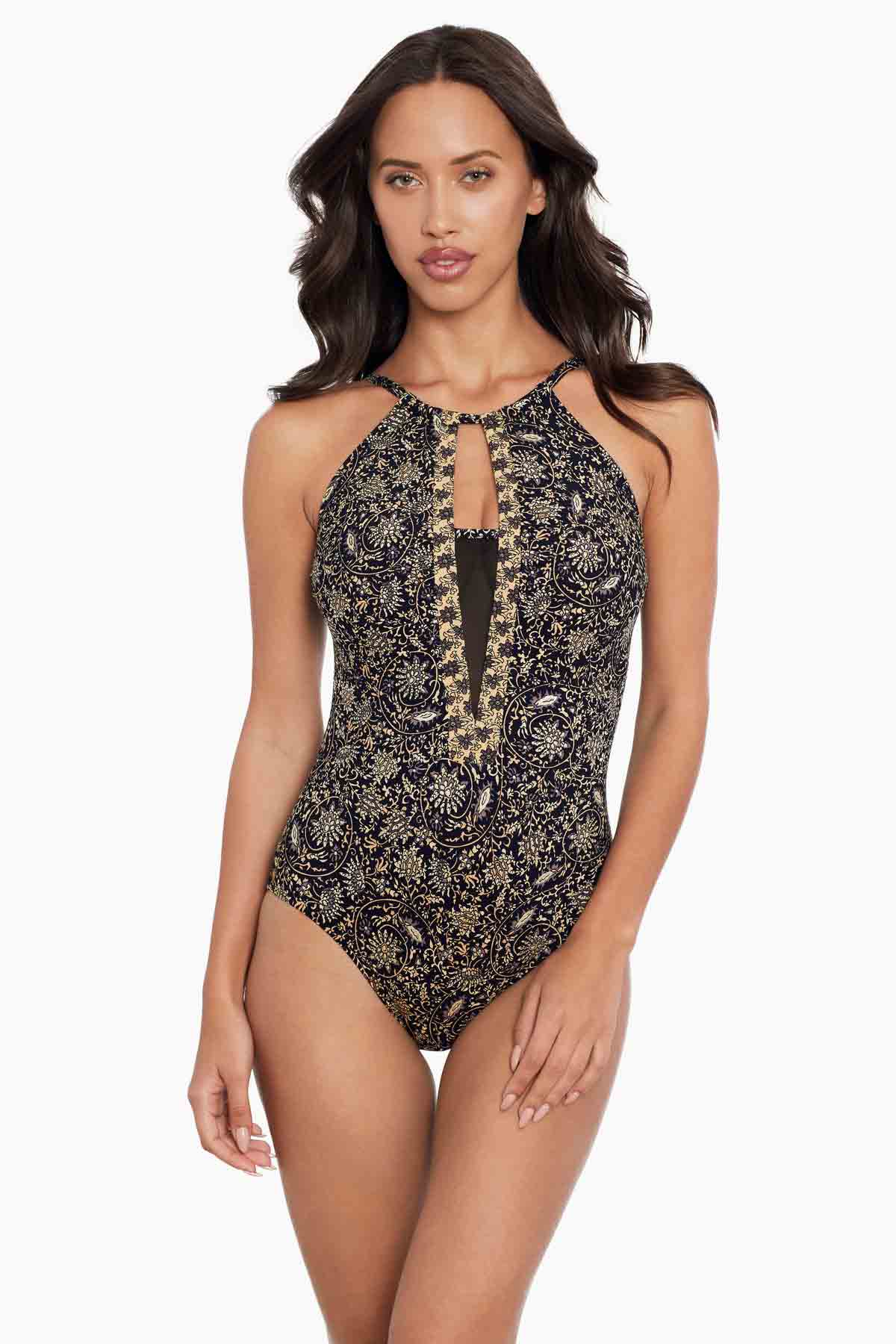 Miraclesuit Black/Multi Amoressa Montague Ghost One Piece Swimsuit