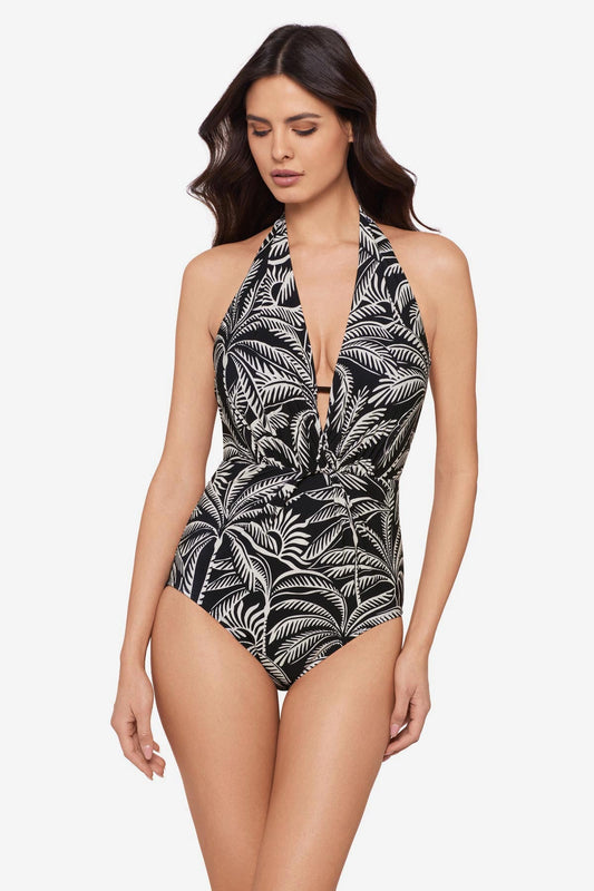 Miraclesuit Black/Multi Magicsuit Hearts Of Palm Joelle One Piece Swimsuit