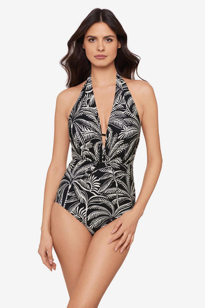 Miraclesuit Black/Multi Magicsuit Hearts Of Palm Joelle One Piece Swimsuit