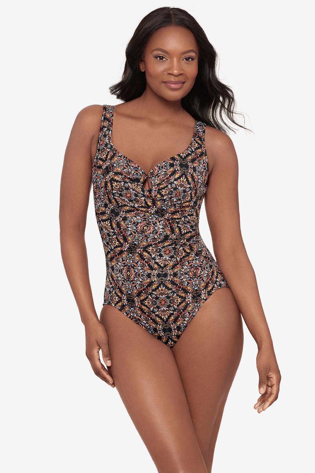 Miraclesuit Black/Multi Escape One Piece Swimsuit in Scandale