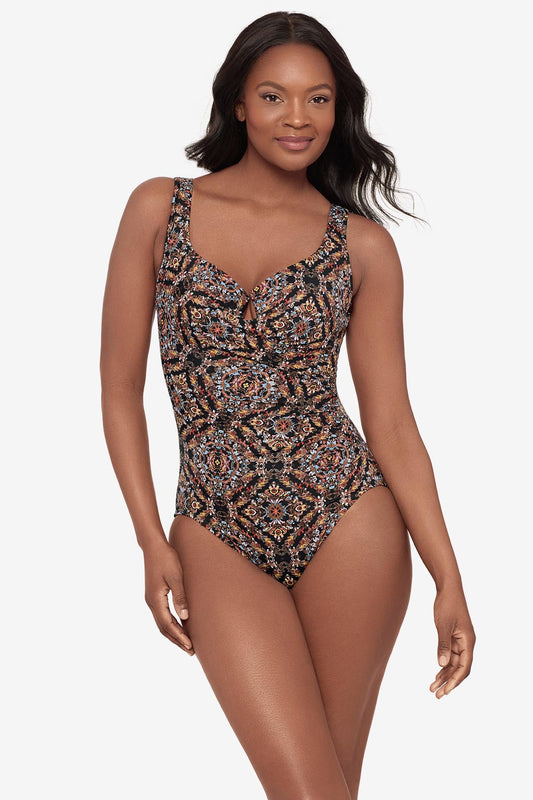 Miraclesuit Black/Multi Escape One Piece Swimsuit in Scandale