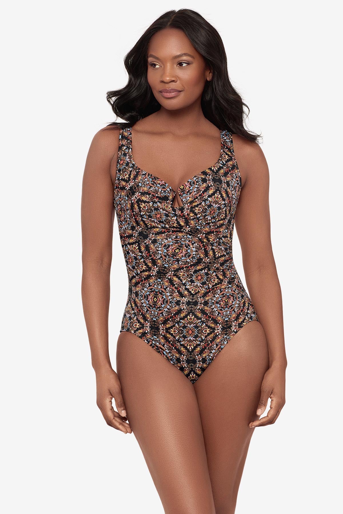 Miraclesuit Black/Multi Escape One Piece Swimsuit in Scandale