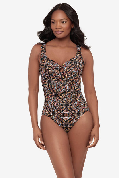 Miraclesuit Black/Multi Escape One Piece Swimsuit in Scandale