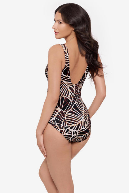Miraclesuit Black/Multi Escape One Piece Swimsuit in Let's Be Fronds