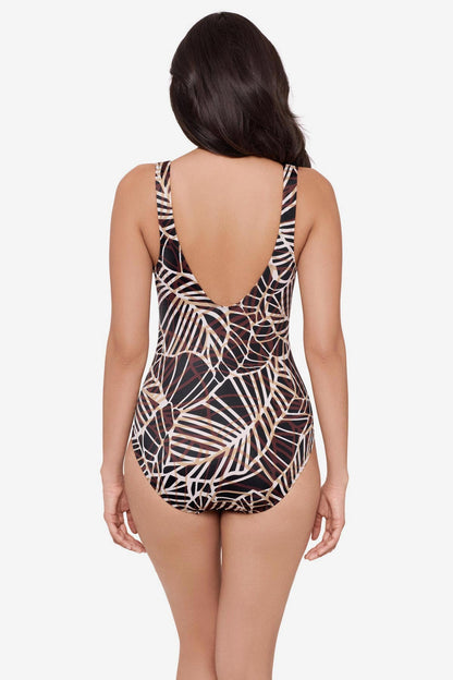 Miraclesuit Black/Multi Escape One Piece Swimsuit in Let's Be Fronds