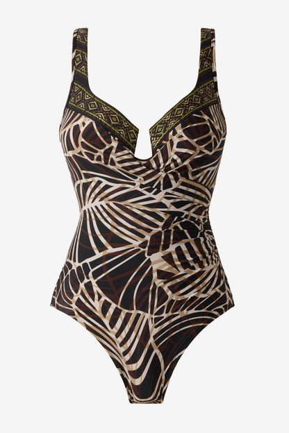 Miraclesuit Black/Multi Escape One Piece Swimsuit in Let's Be Fronds