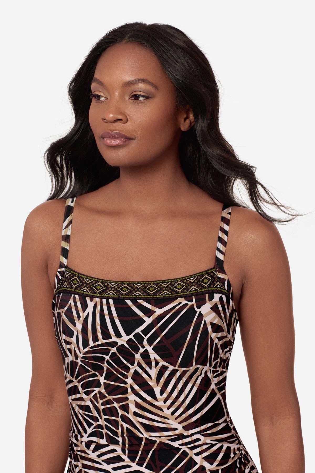 Miraclesuit Black/Multi Kara One Piece Swimsuit in Let's Be Fronds