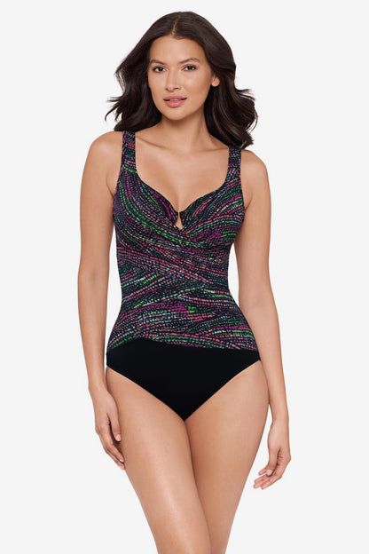 Miraclesuit Black/Multi Escape One Piece Swimsuit in Light Show