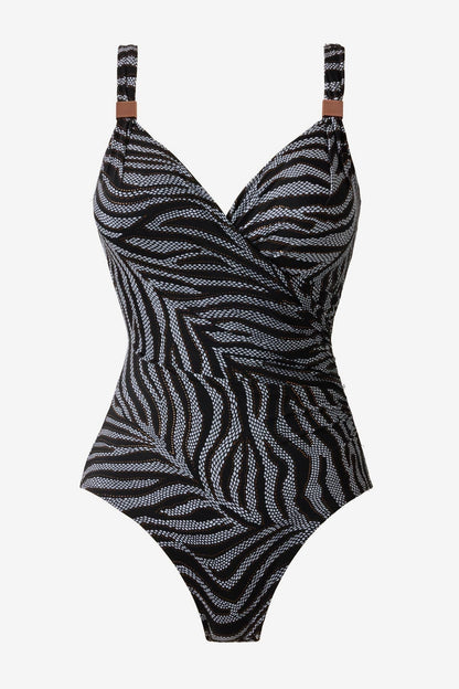 Miraclesuit Black/White Siren One Piece Swimsuit in Zirconic