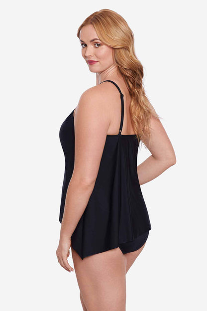 Miraclesuit Black/Multi Plus Size Precioso Peephole Tankini Top