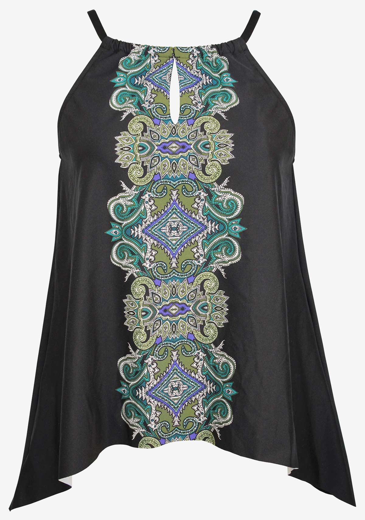 Miraclesuit Black/Multi Plus Size Precioso Peephole Tankini Top