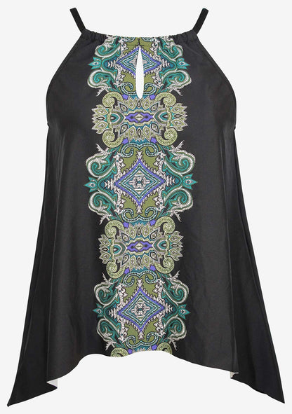 Miraclesuit Black/Multi Plus Size Precioso Peephole Tankini Top