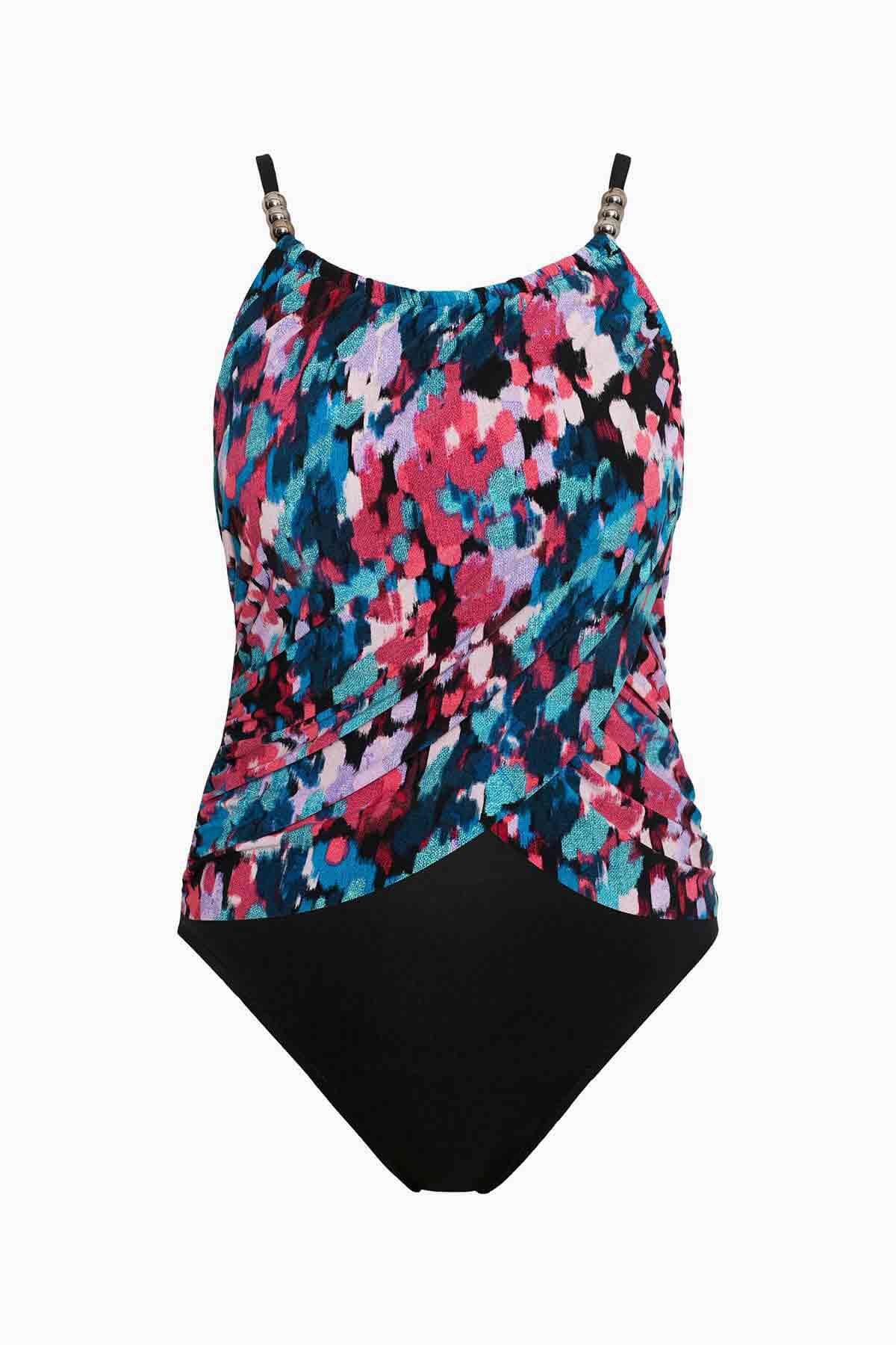 Miraclesuit Black/Multi Magicsuit Beachcombing Lisa One Piece Swimsuit