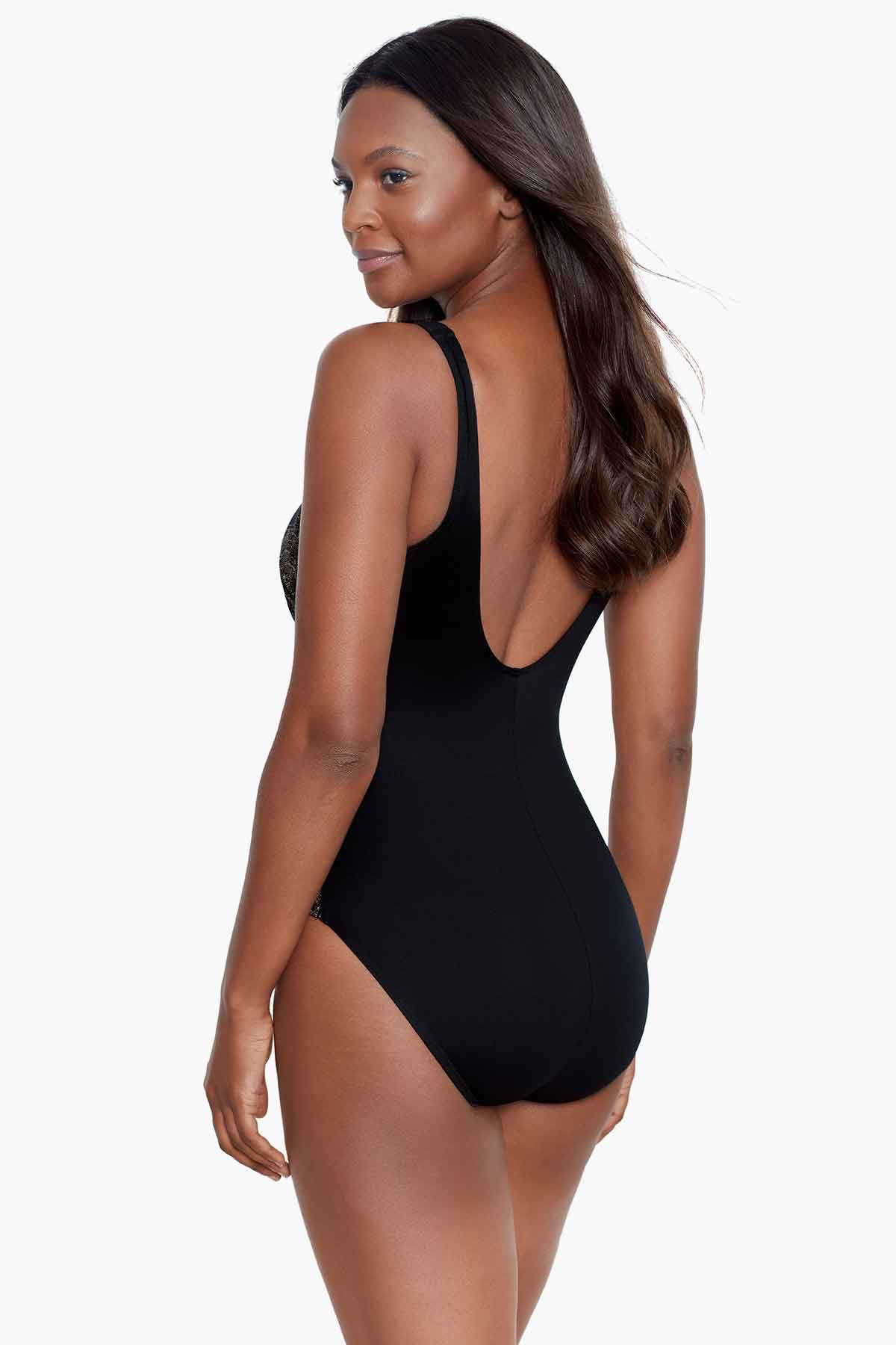 Miraclesuit Black/Multi Petal Pusher Temptress One Piece Swimsuit