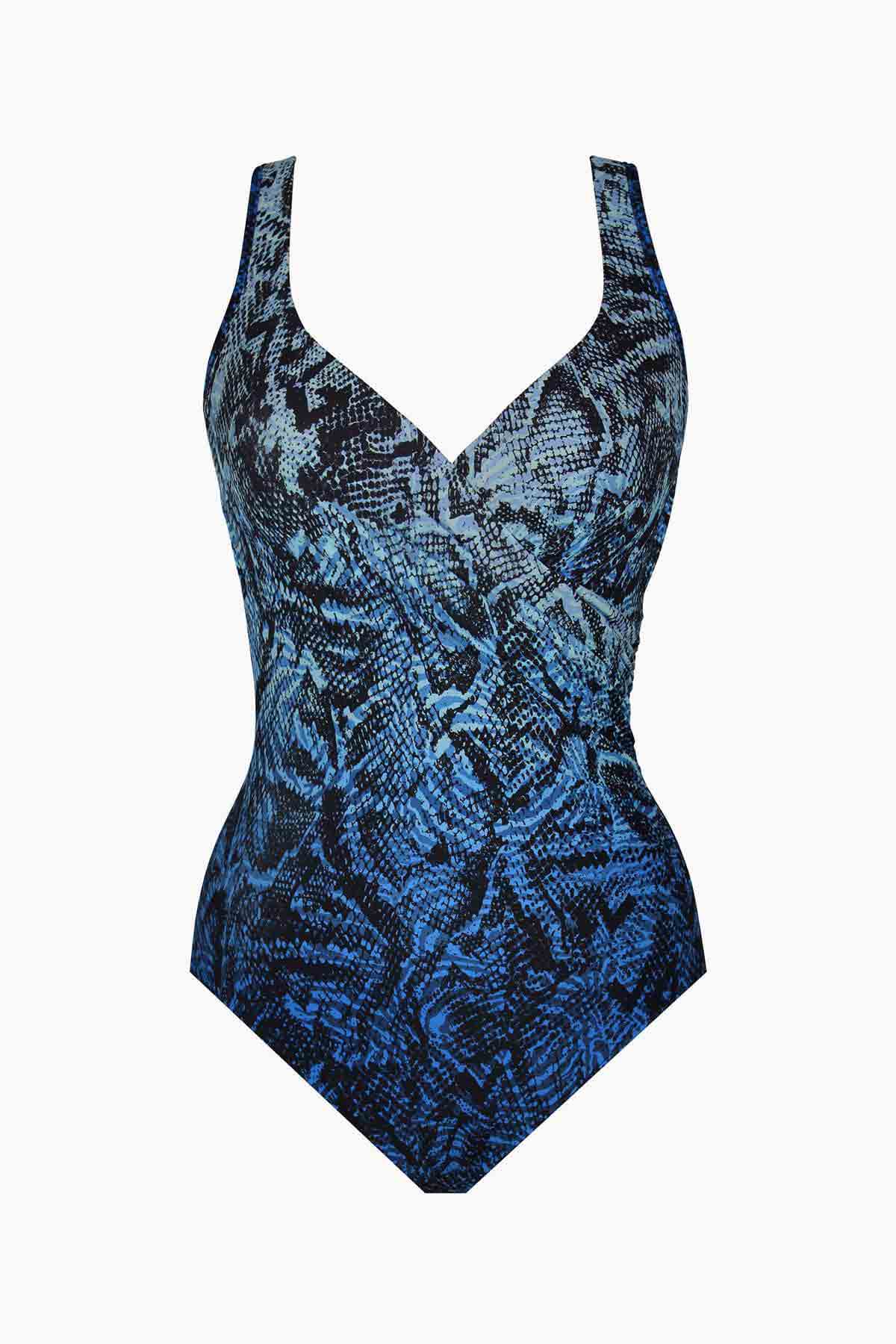 Miraclesuit Blue Boa Blues It's A Wrap One Piece Swimsuit