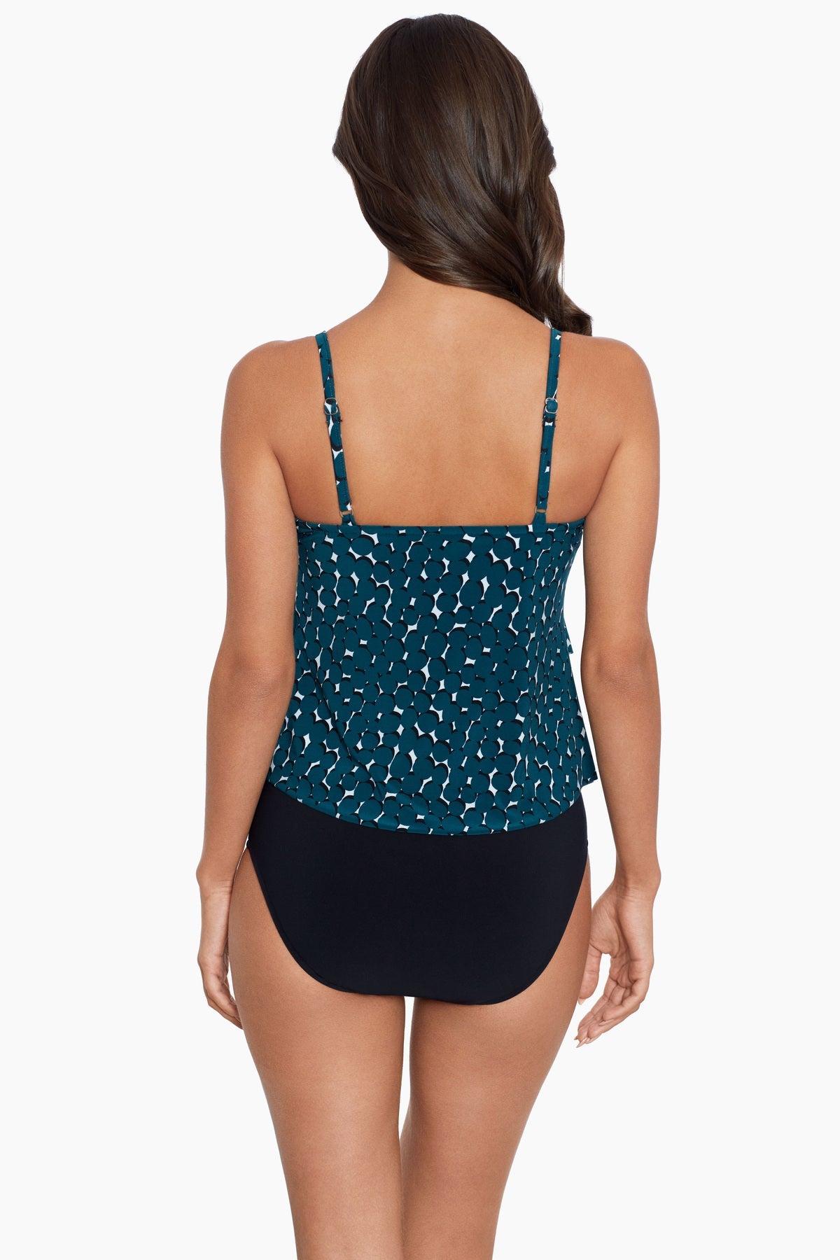Miraclesuit Teal/Black Magicsuit Shadow Dot Rita Tankini Top