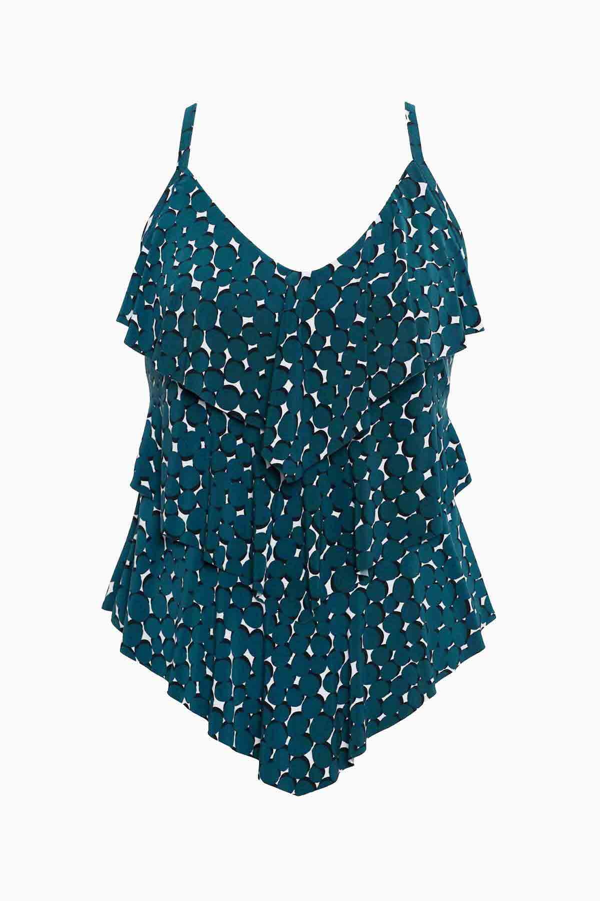 Miraclesuit Teal/Black Magicsuit Shadow Dot Rita Tankini Top