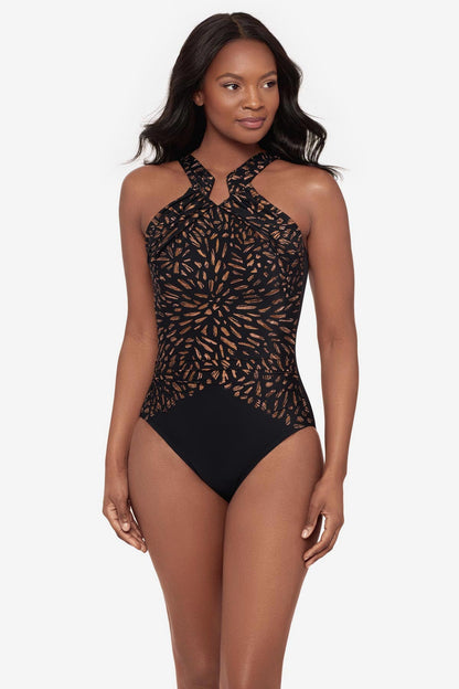 Miraclesuit Black Aphrodite One Piece Swimsuit in Costa D' Oro