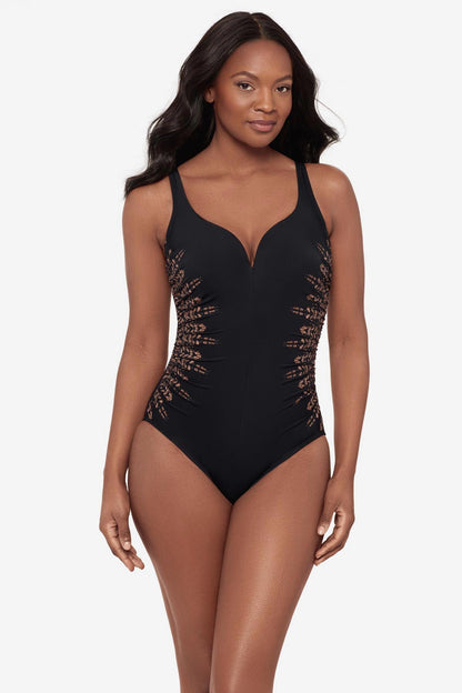 Miraclesuit Black Temptress One Piece Swimsuit in Costa D' Oro