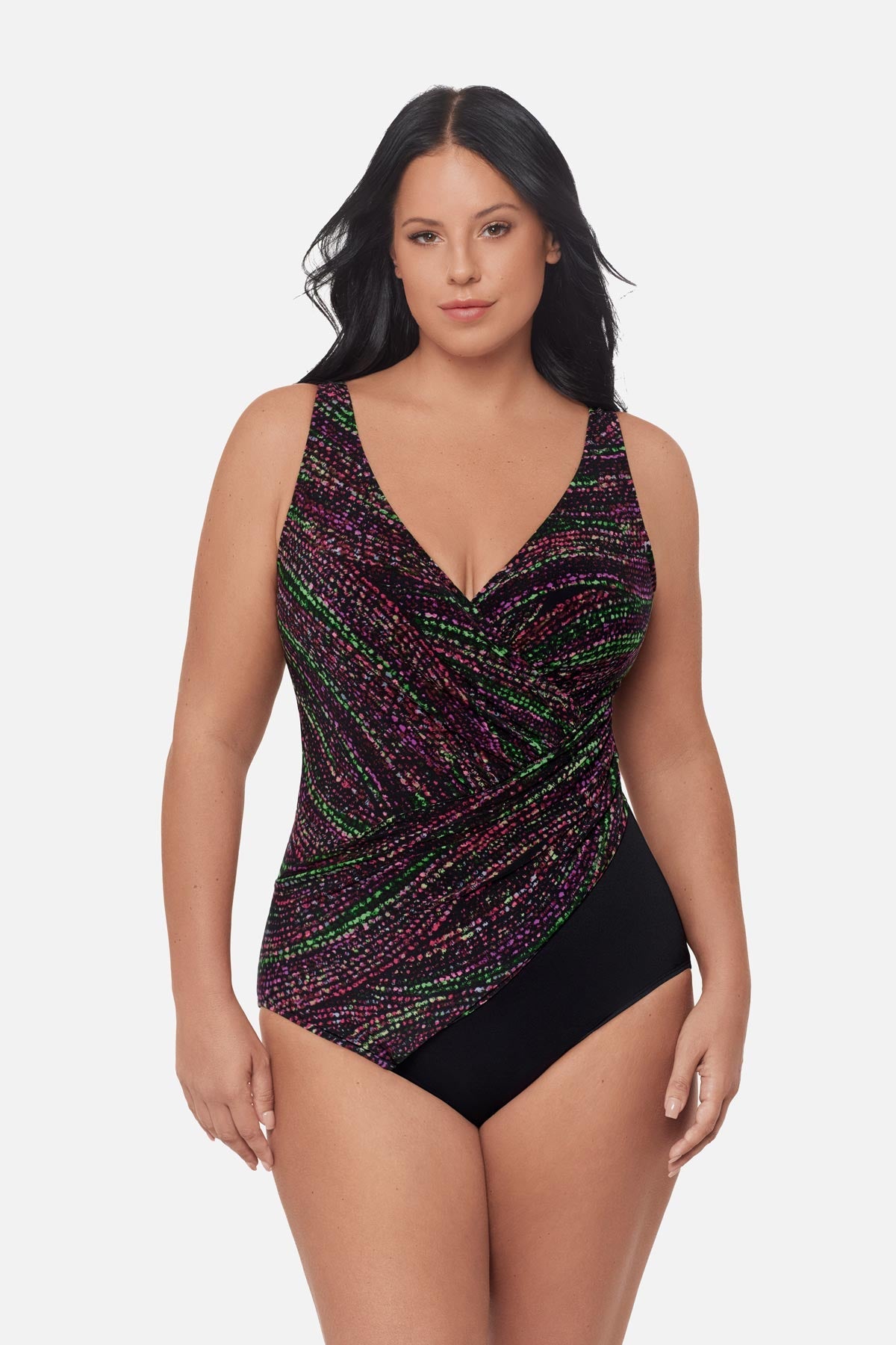 Miraclesuit Black/Multi Plus Size Oceanus One Piece Swimsuit in Light Show