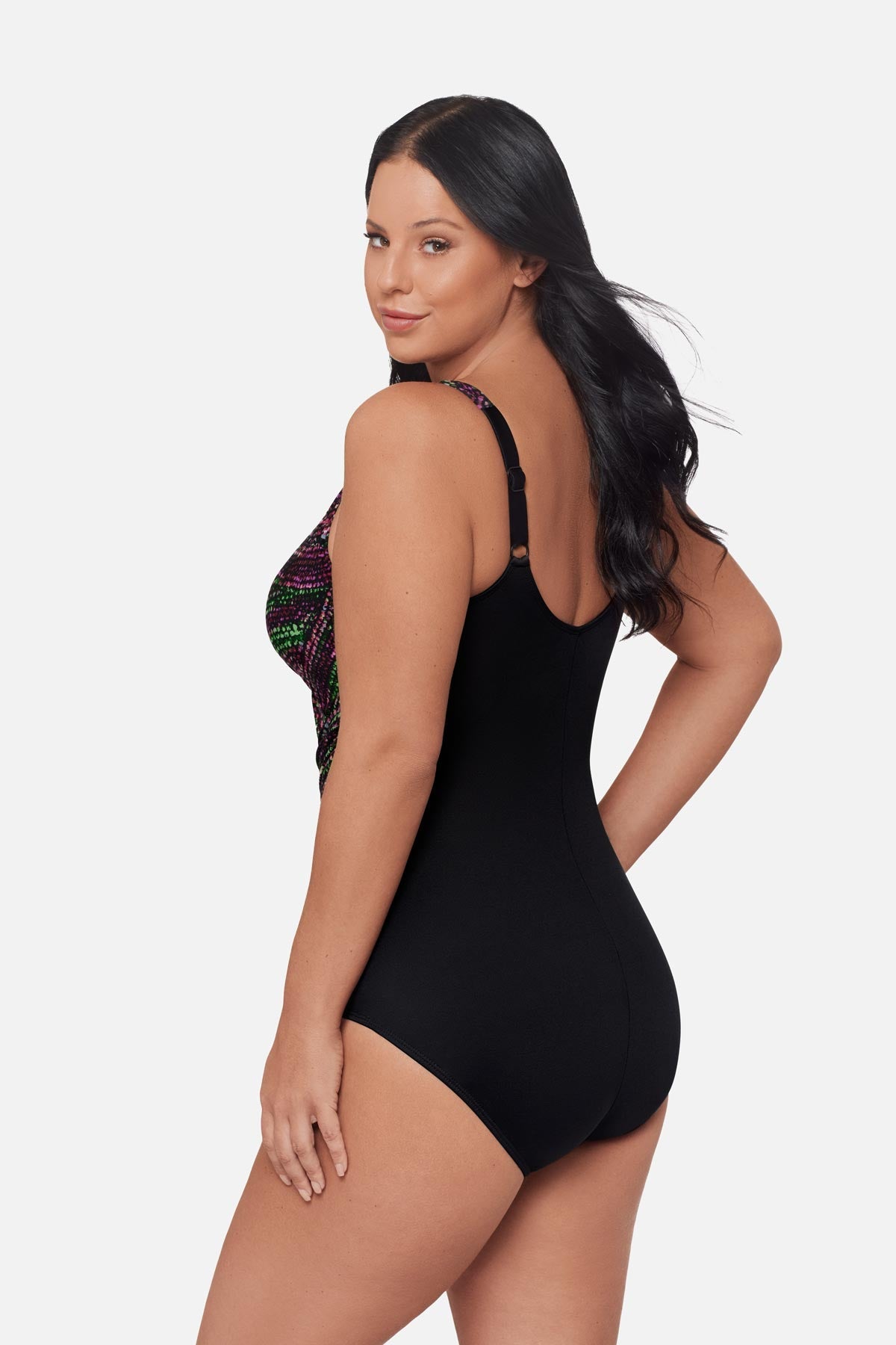 Miraclesuit Black/Multi Plus Size Oceanus One Piece Swimsuit in Light Show