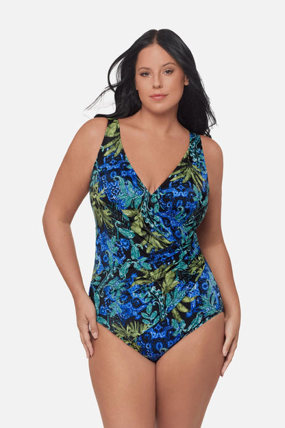 Miraclesuit Black/Multi Plus Size Oceanus One Piece Swimsuit in Gasparilla