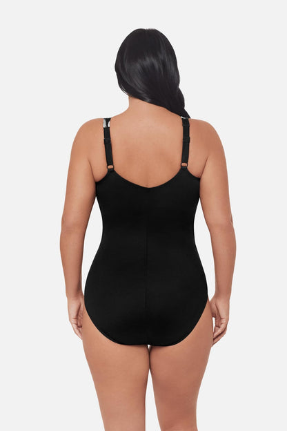 Miraclesuit Black/White Plus Size Oceanus One Piece Swimsuit in Fiore Di Luna